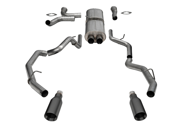RAM 1500 Performance Exhaust - Dual Rear Exit - CORSA Performance - Cat Back Dual Wall Tips - Gun Metal - `25-`26
